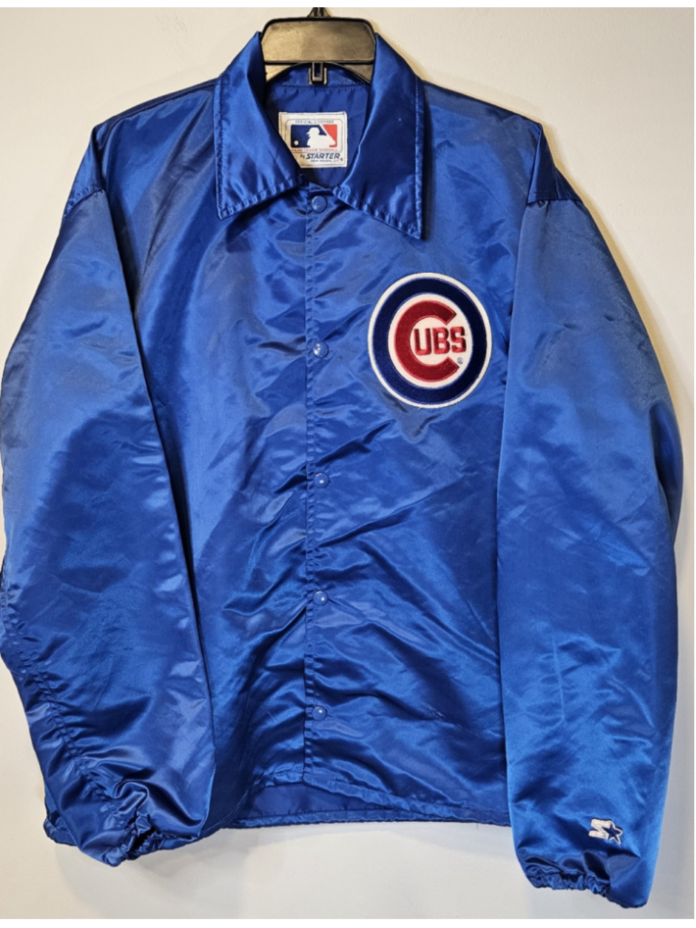 Vintage Chicago Cubs Starter Satin Jacket MLB USA Made Blue Large